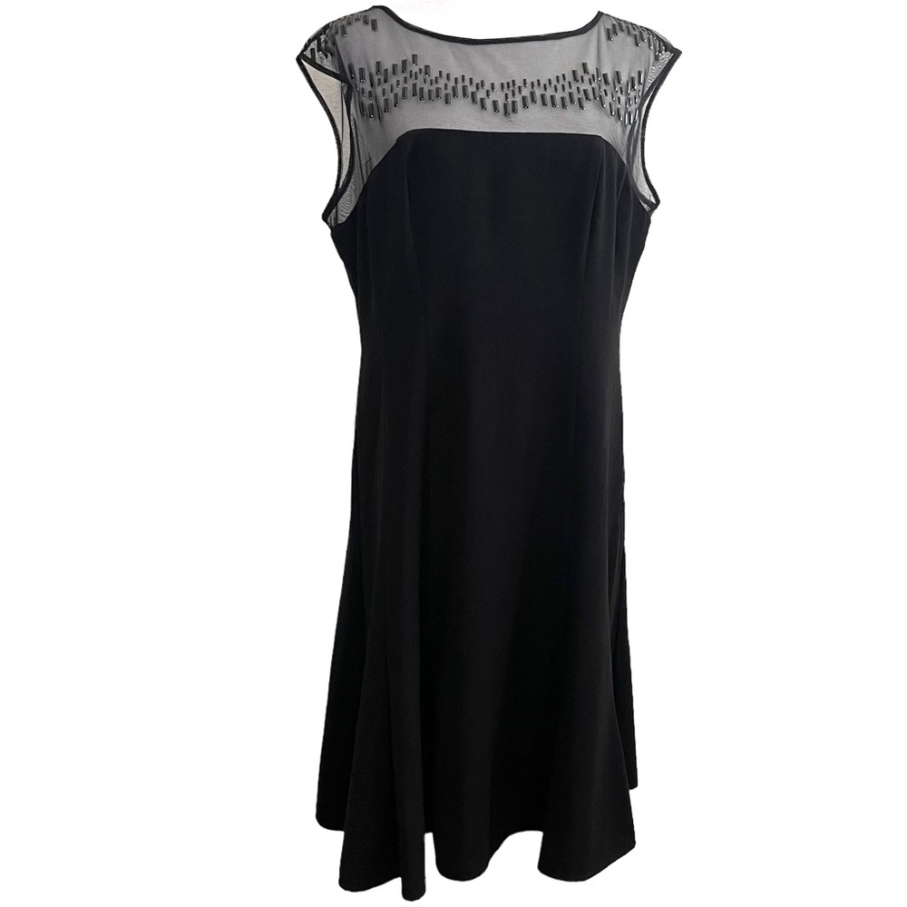 Anne Klein A-line Black Dress with Beaded Bodice - Size 14
